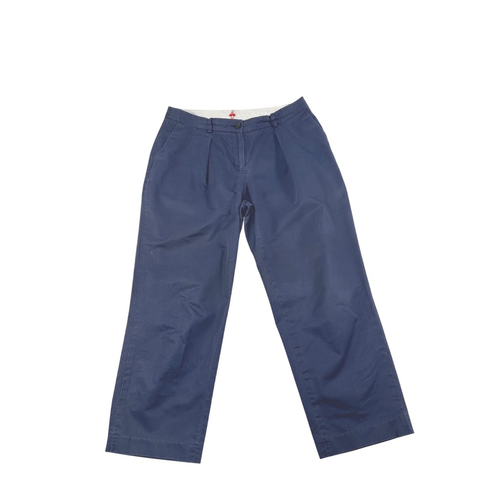 Brooks Brothers Red Fleece Womens Navy Blue Pleated Wide Leg Chino Pants Size‎ 8